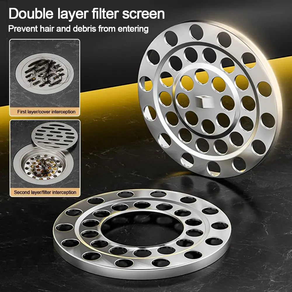 Grid Grate Cover Shower Floor Drain 304 Stainless Steel Round Sink