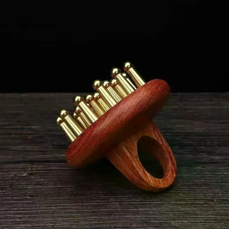 Sandalwood Brass Meridian Scalp Massage Comb | Gua Sha Tool
