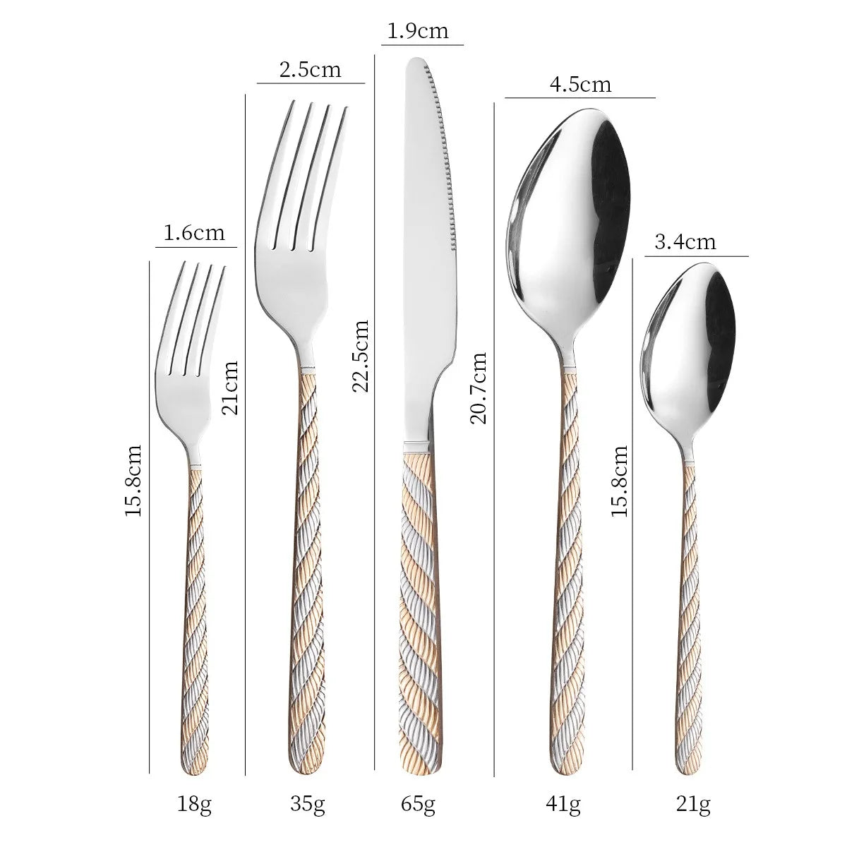 20-Piece Golden Stainless Steel Flatware Set – Knife Fork Spoon