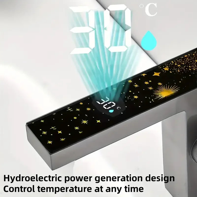 Modern Digital Display Faucet | Chrome Single-Hole Basin Tap