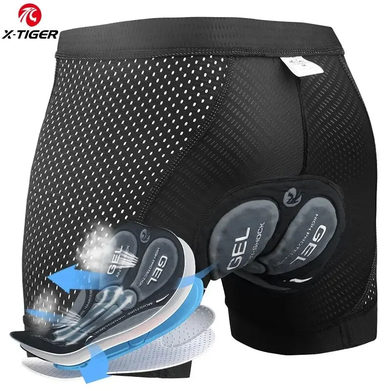 X-TIGER Men's 5D Gel Padded MTB Cycling Underwear Shorts