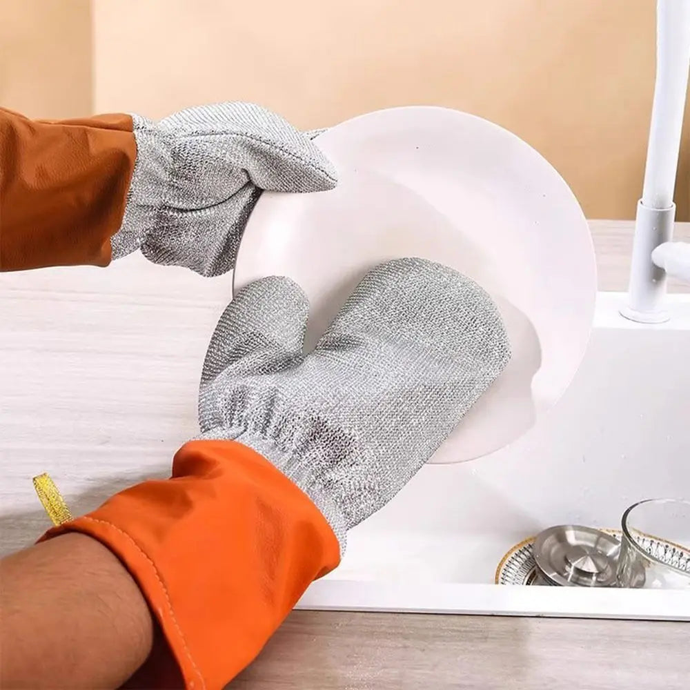 Thickened Silver Thread Dishwashing Gloves Non-stick Multi-functional