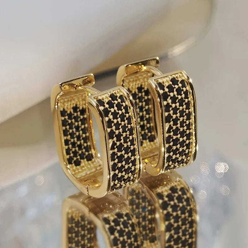 Huitan Women's Colorful CZ Hoop Earrings | Sparkling Fashion