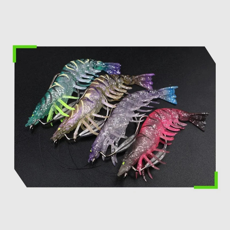 95mm TPE Squid Jig Slow Sinking Wood Shrimp Fishing Lure