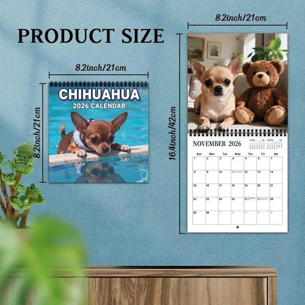 2026 Animal Wall Calendar Dog-themed January December Family Planner