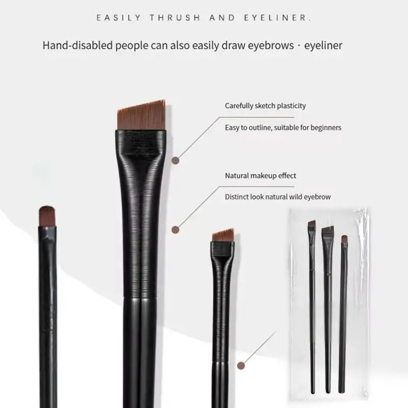 3-Piece Soft Eyeliner, Eyebrow & Contour Makeup Brush Set