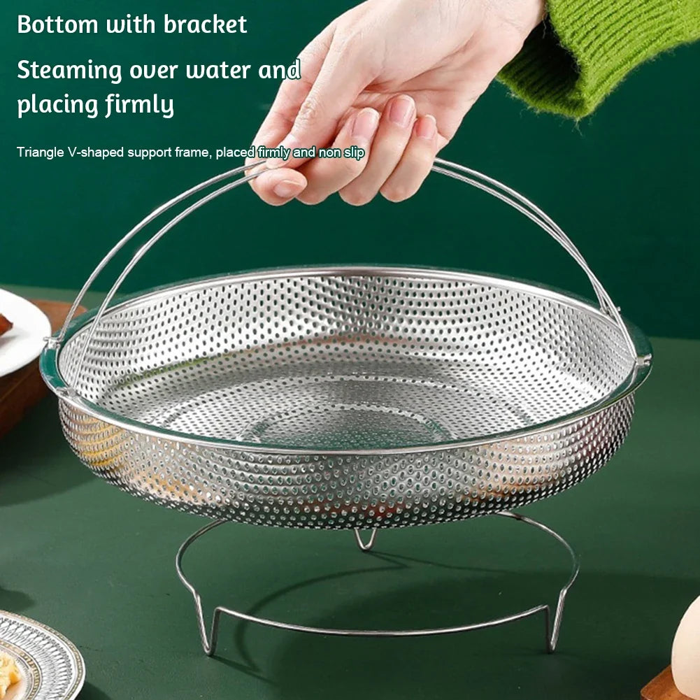 Stainless Steel Steaming Rack & Drain Basket | Multi-Use