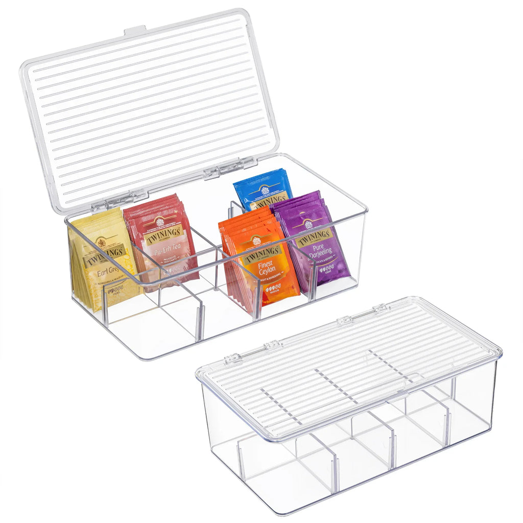 8-Compartment Acrylic Tea Box Organizer with Lid | Tea Storage