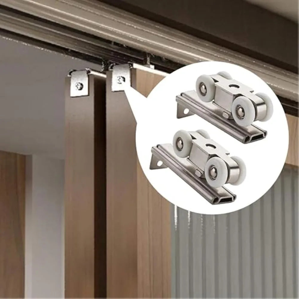 Sliding Door Roller Pulley Set – 4-Wheel Rail Track Hardware