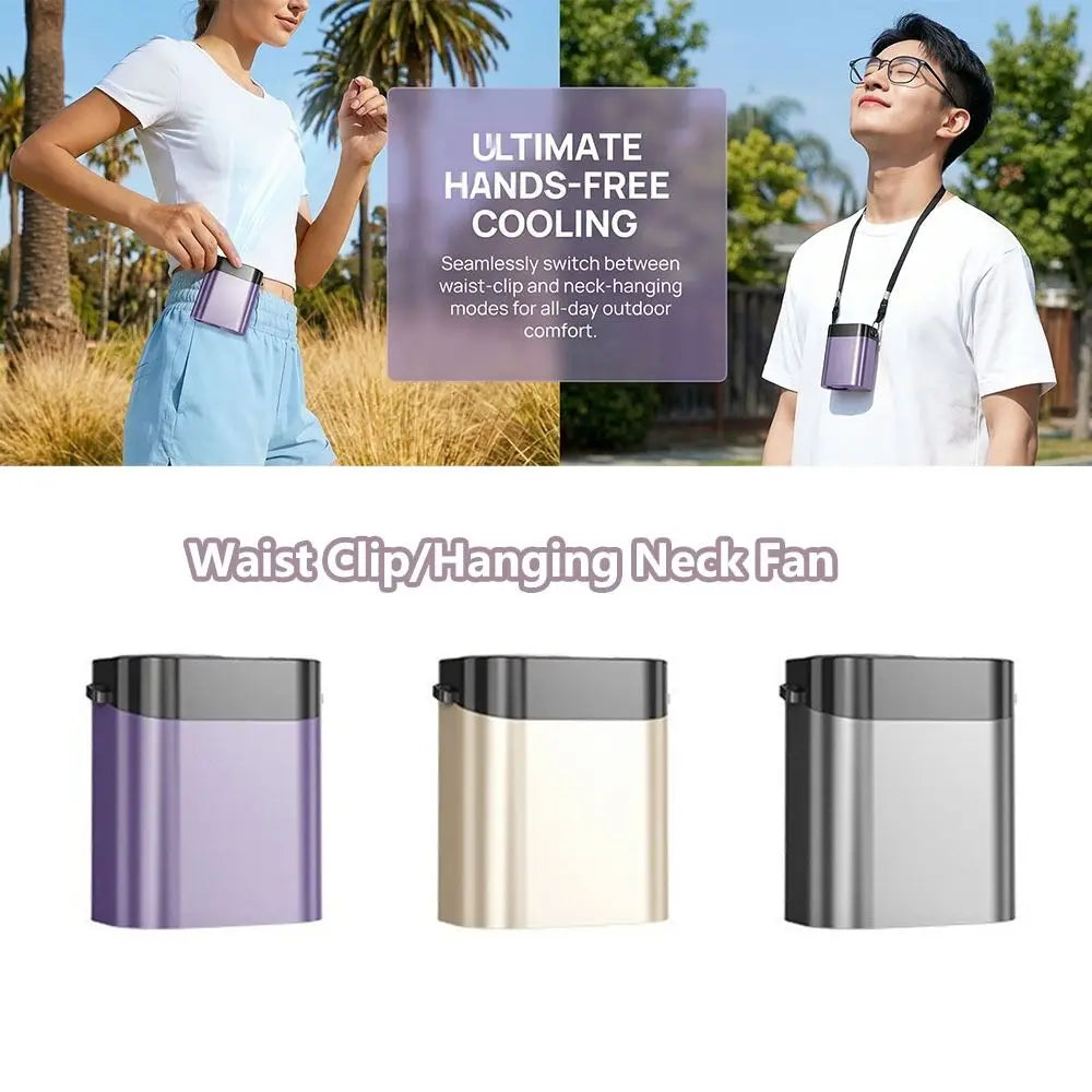 Hands-Free Waist Clip & Neck Fan – Rechargeable LED Mini Fan