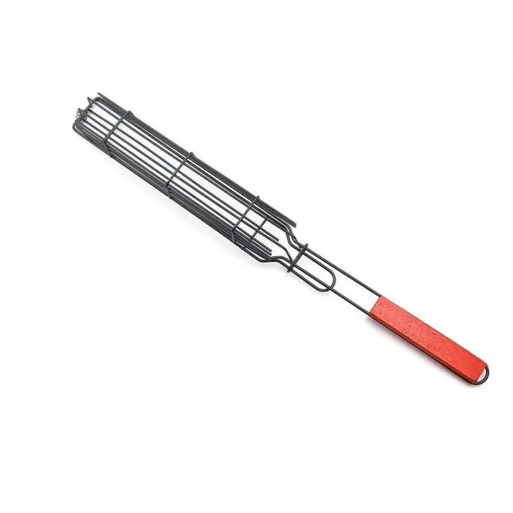 Barbecue Grill Stainless Steel Non-stick Basket Handle BBQ Roast Rack