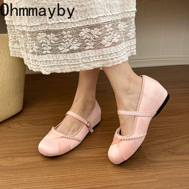 Satin Mary Jane Flats – Women's Elegant Party Dress Shoes