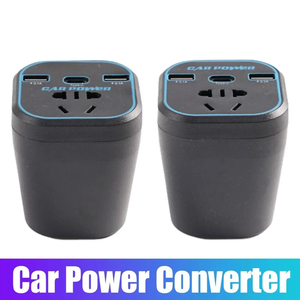 200W Car Power Inverter 12V/24V to 110–220V with USB-C Fast Charge