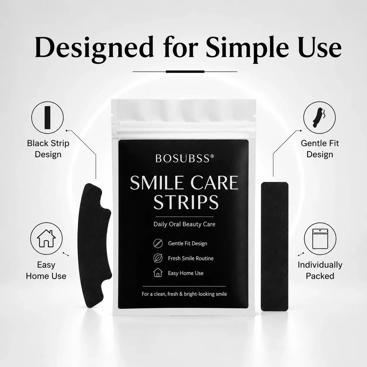 Black Teeth Brightening Strips – 2 or 6 Pairs | Daily Smile Care