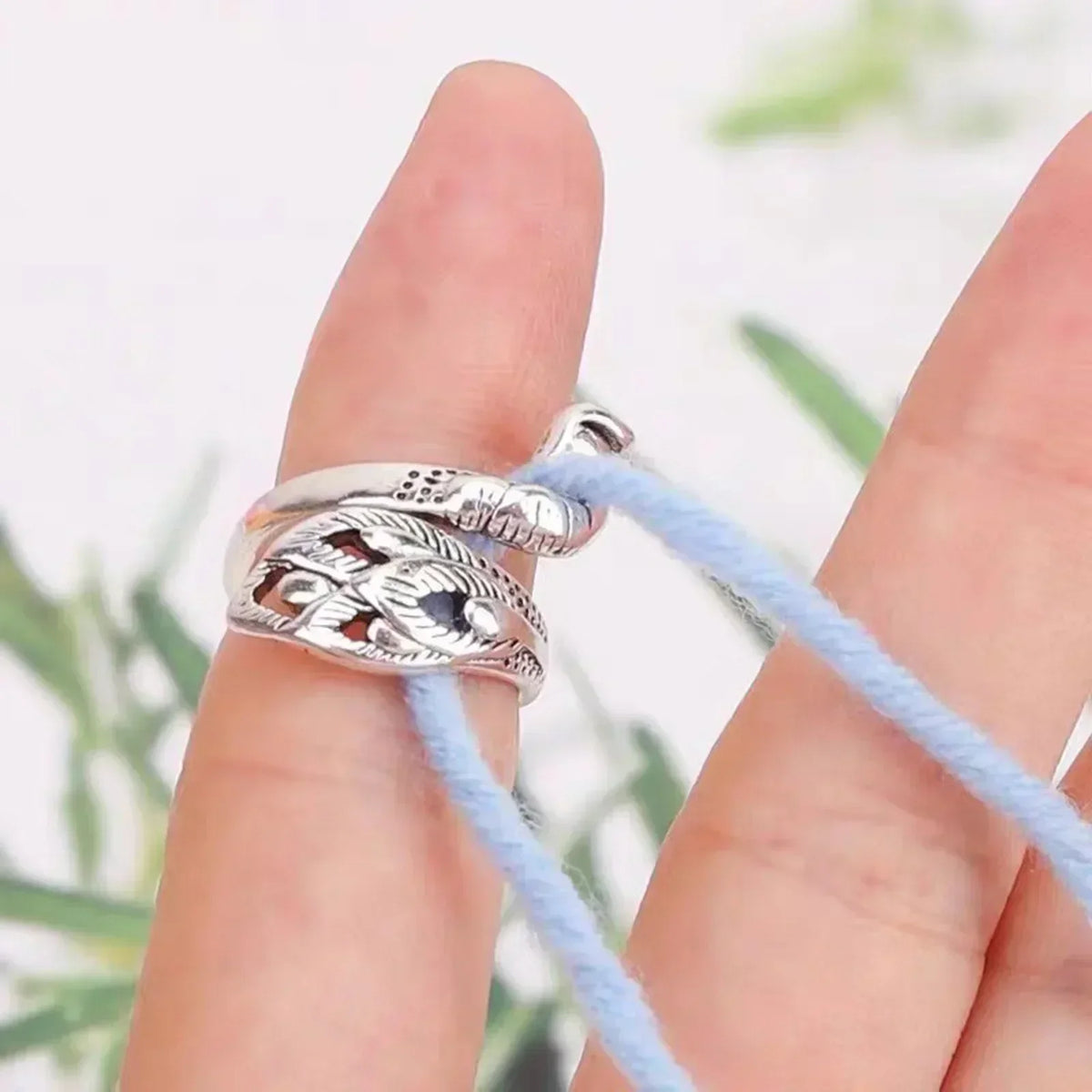 Metal Knitting Tools Handamde Peacock Finger Ring Blade Needle