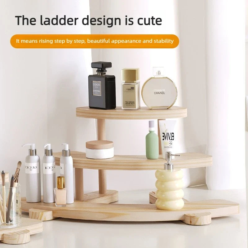 Wood 3-Tier Corner Shelf | Cosmetic & Figurine Display Stand
