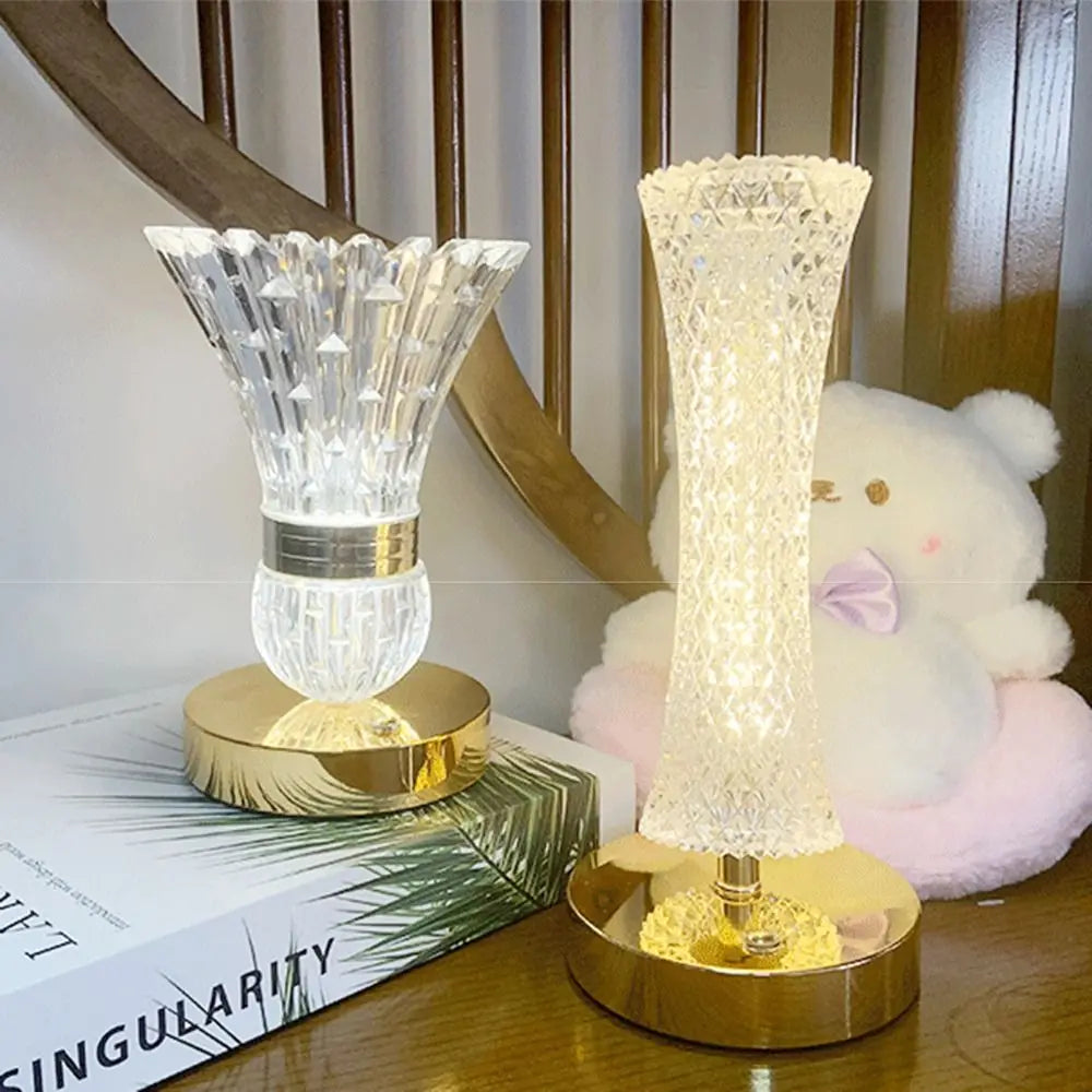 Dimmable Crystal Mushroom Table Lamp | 3-Color Touch LED Night Light