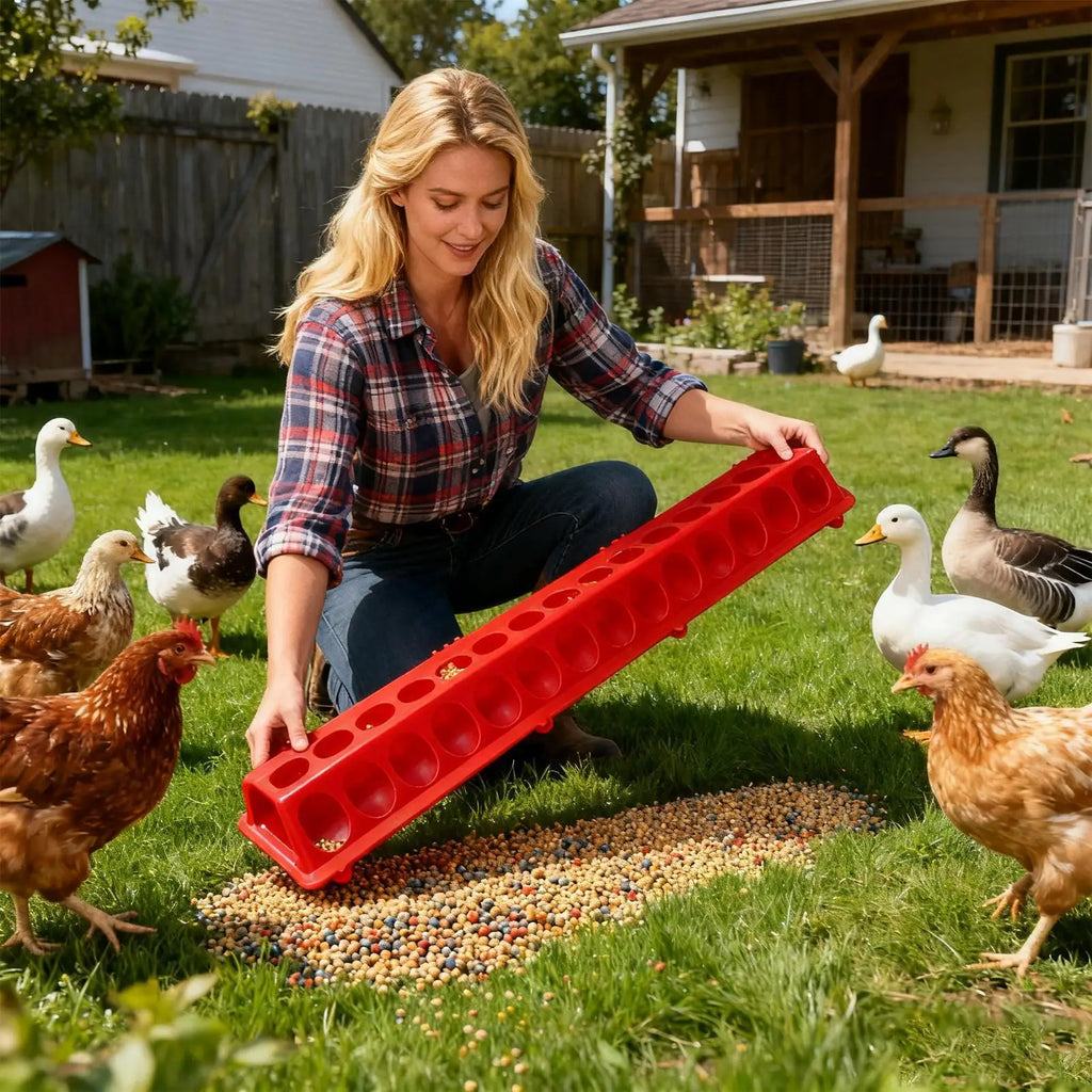 28-Hole Large Capacity Poultry Feeder for Pigeons, Doves & Chicks