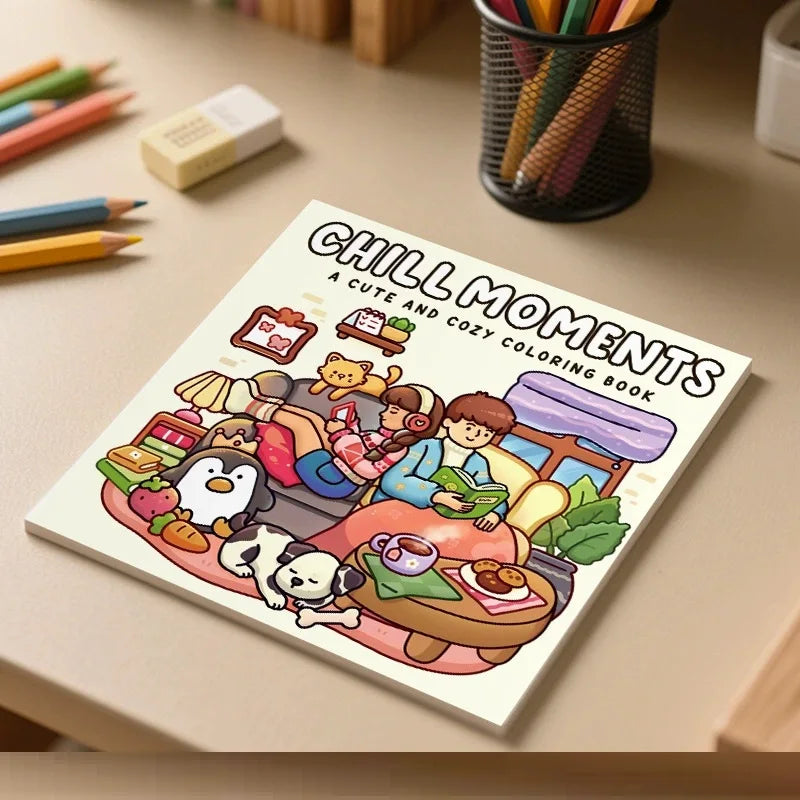 CHILL MOMENTS Coloring Book Adults Featuring Cute Cozy Daily