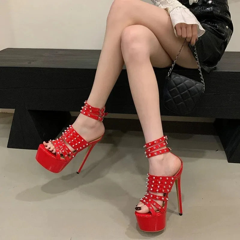 Women's Studded Platform Stiletto Sandals | Gothic Gladiator