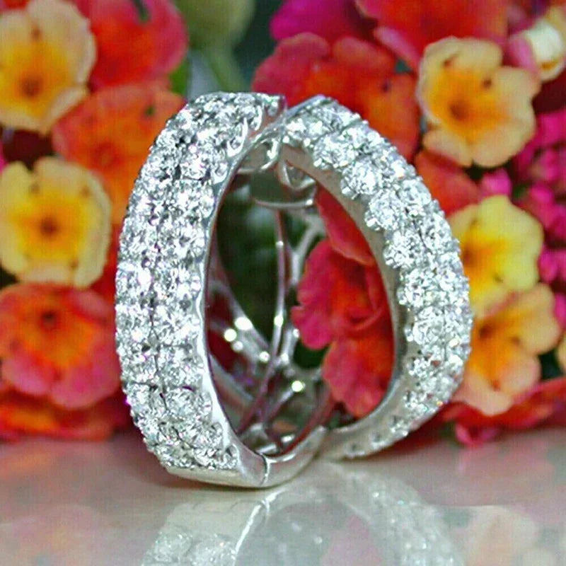 Huitan CZ Hoop Earrings – Sparkling Cubic Zirconia for Women