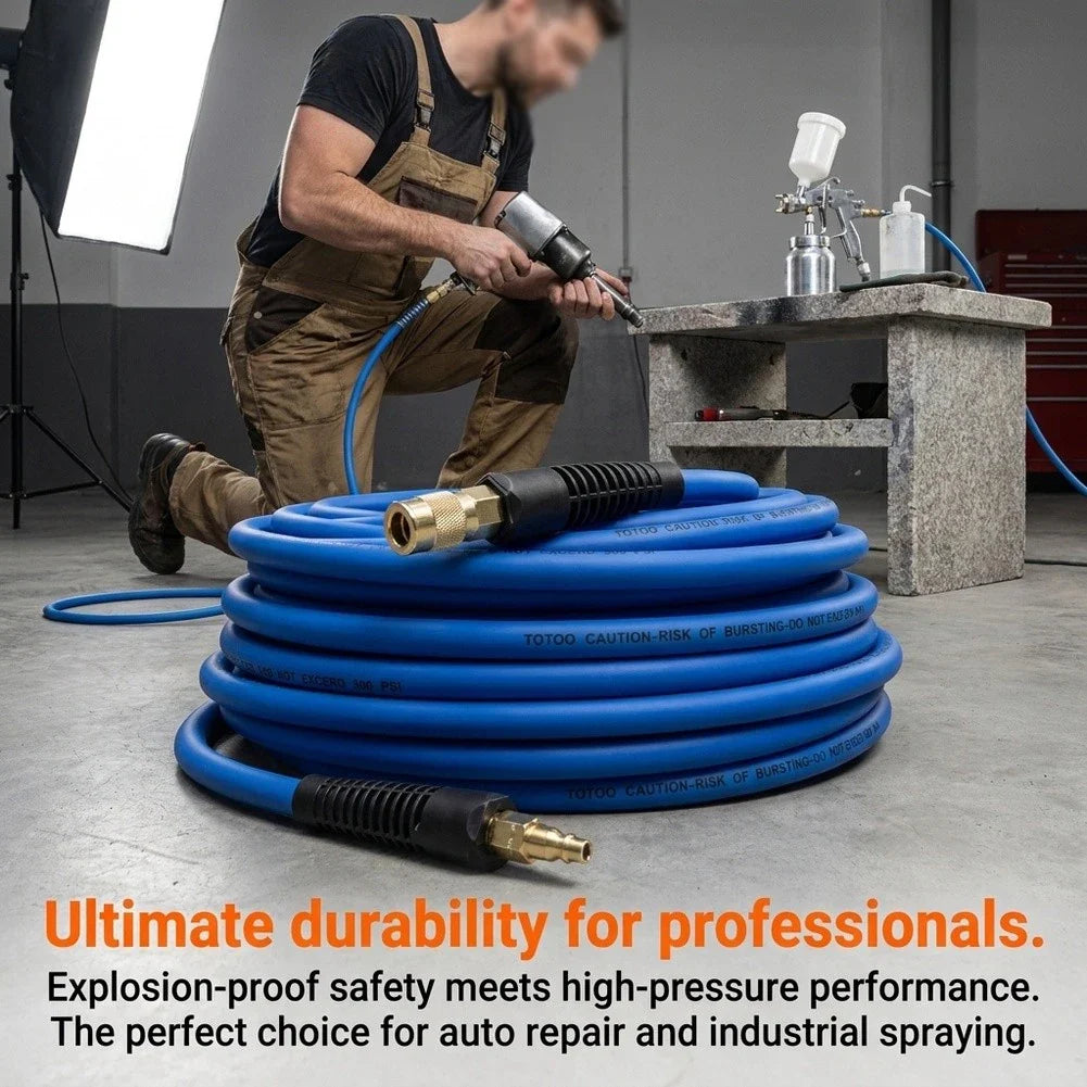 1/4" High-Pressure PVC Air Hose | Copper Fittings & Quick Connect