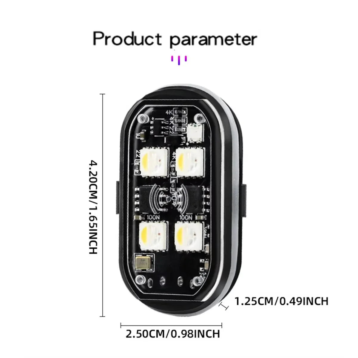 RGB LED Wireless Strobe Light – 8 Colors, Waterproof, Drone & Moto