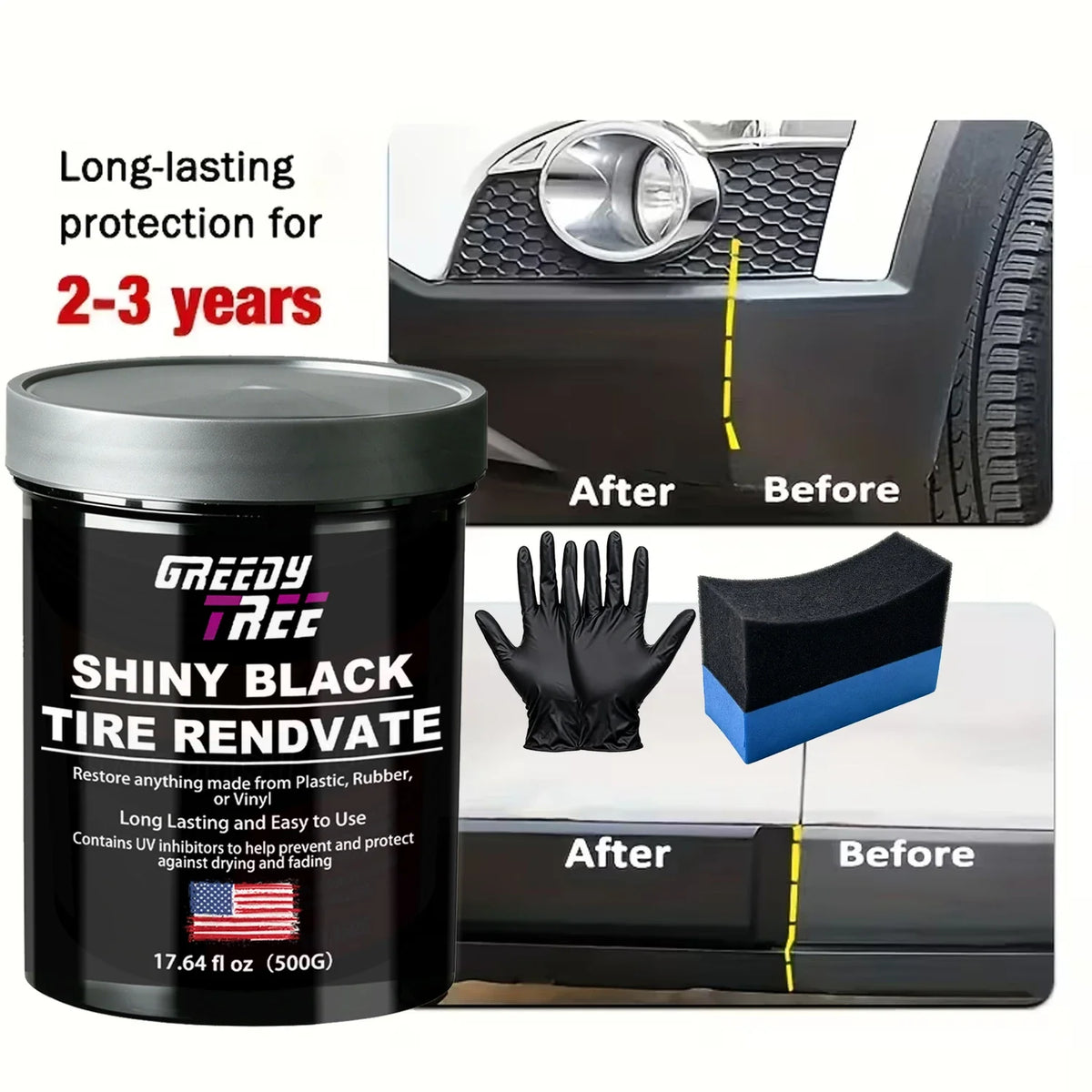 Shiny Black Tire Dressing – Deep Gloss No-Sling Formula 17.64oz