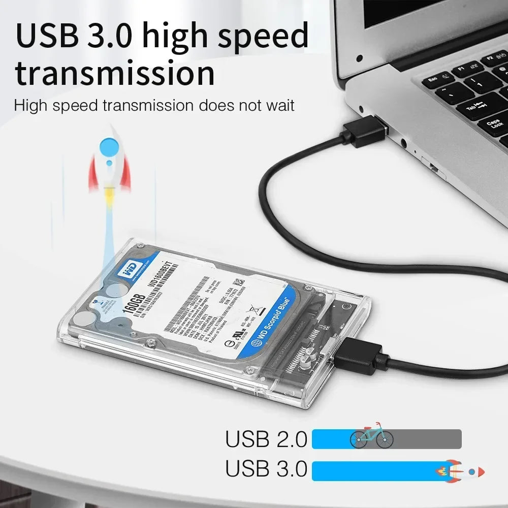Transparent HDD Case Enclosure SATA USB 3 0 Type-c 1 UASP Clear Hard