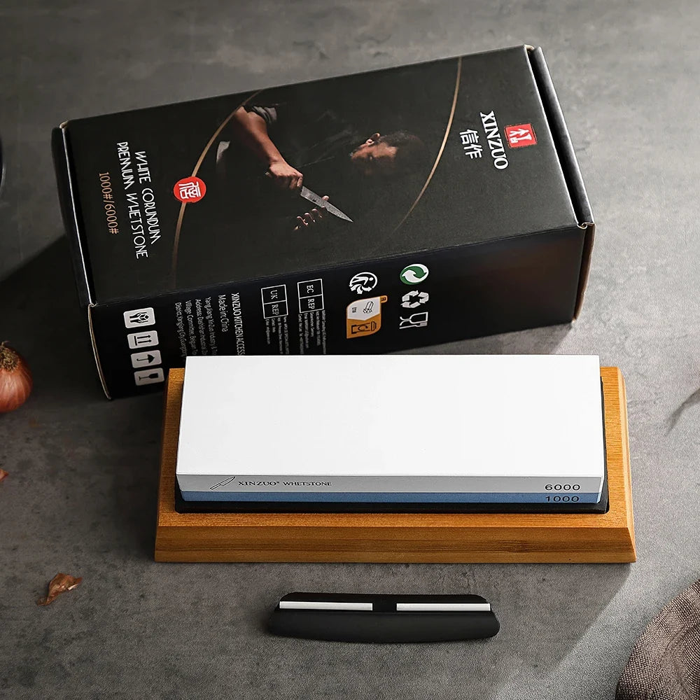 XINZUO 1000/6000 Grit Whetstone Knife Sharpener + Angle Guide