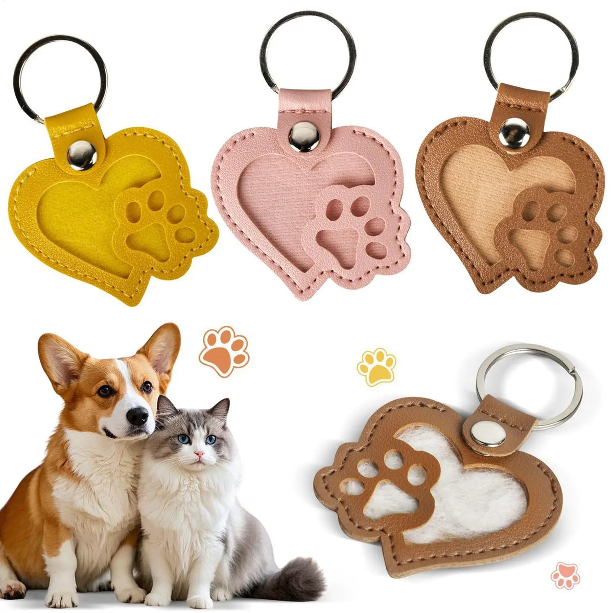 Leather Pet Hair Collector Keychain | Dog Keepsake Pendant
