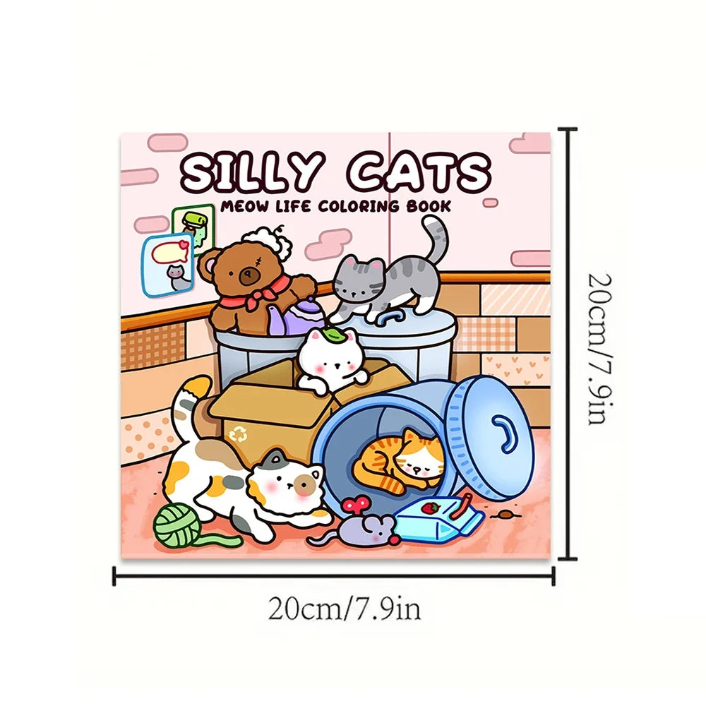 24 Page Selling Cute Cat Coloring Book Student Stress Relief Cartoon