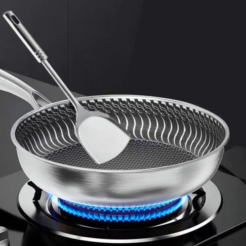 Whole Body Tri-ply Stainless Steel Frying Pan 316 Wok Double-sided