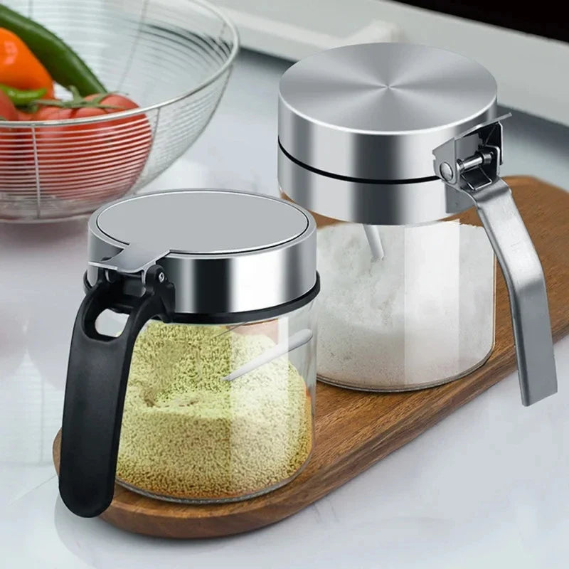 Glass Spice Jar with Stainless Steel Lid & Spoon | KEMORELA