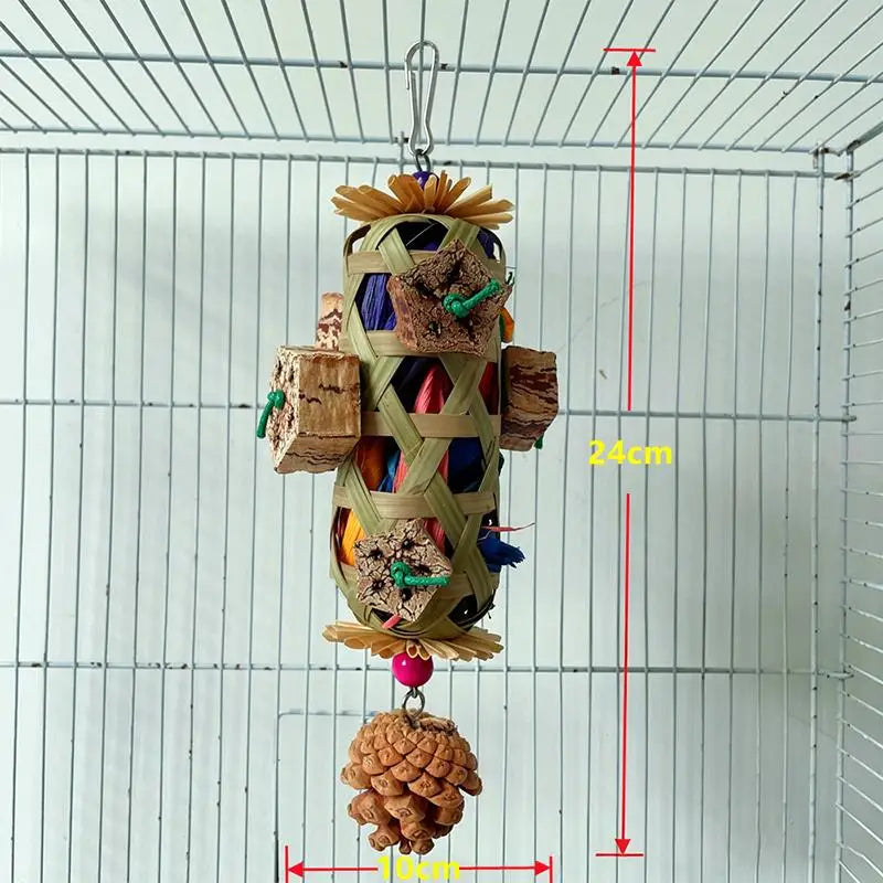 Parrot Foraging Chew Toy – Natural Wood Bird Enrichment Toy