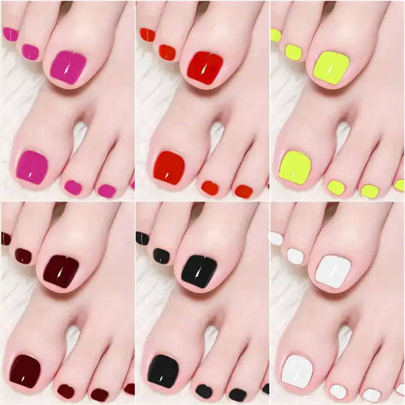 96 Pcs Short Square Press-On False Toenails – Full Cover Kit