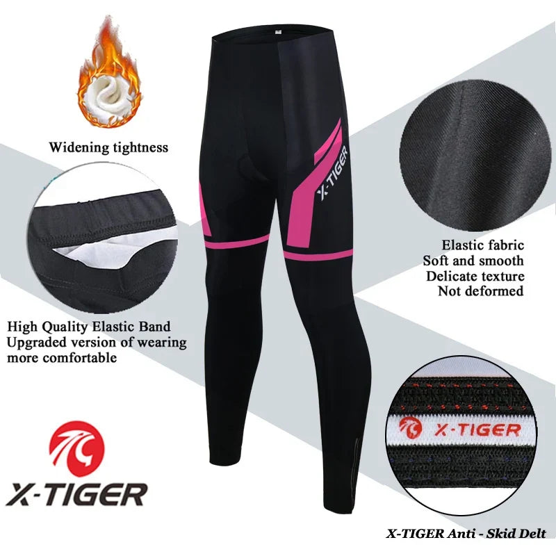 X-Tiger Women's Winter MTB Cycling Tights | 5D Gel Pad