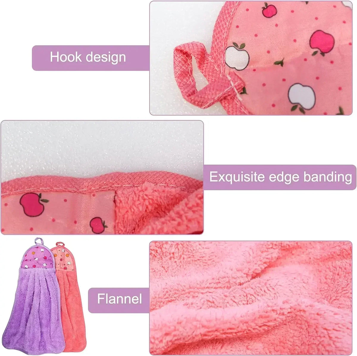 4-Pack Cartoon Microfiber Dish Cloths & Hanging Hand Towels