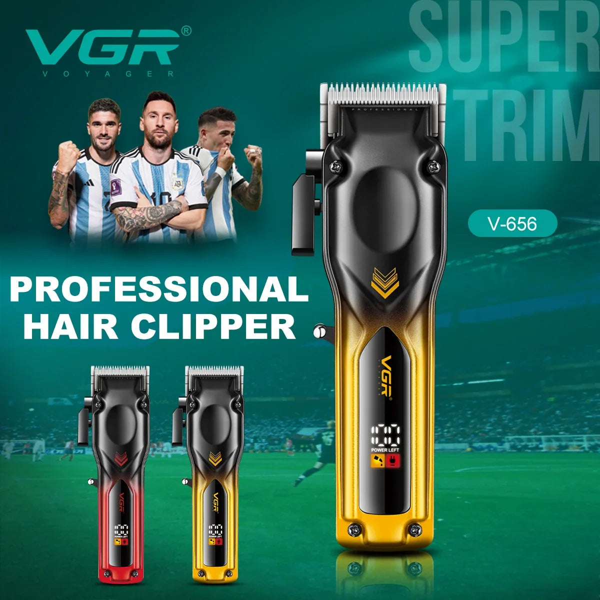 VGR V-656 Electric Hair Clipper Set | LCD Display & 6 Combs