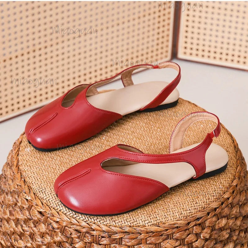 Women's Split Toe Flat Sandals – Slingback Mary Jane Summer Shoes