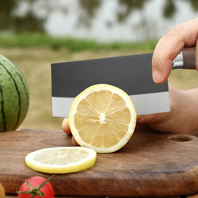 Forged Stainless Steel Cleaver – Wood Handle Chef Knife