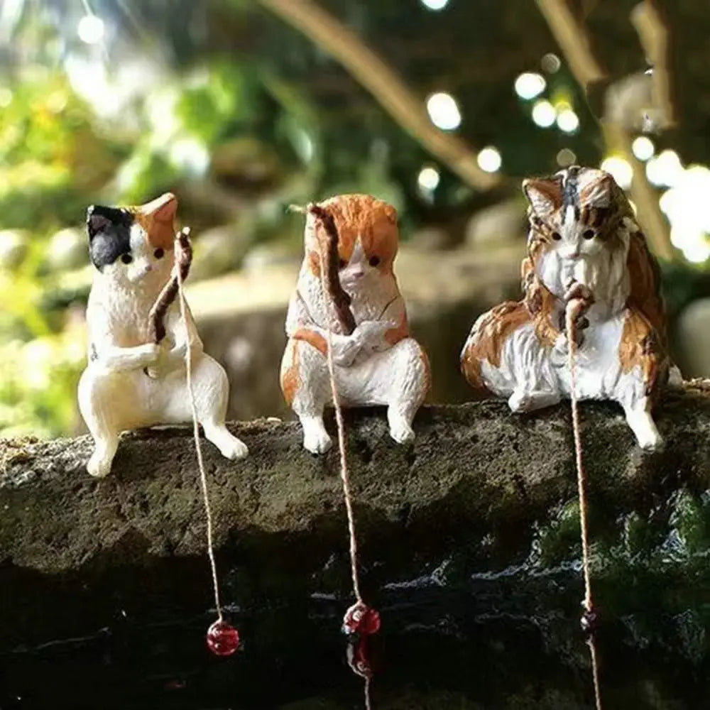 Fishing Cat Figurine – Aquarium Fish Tank Ornament Decor