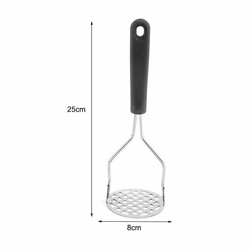 Stainless Steel Potato Masher with Non-Slip Black Handle