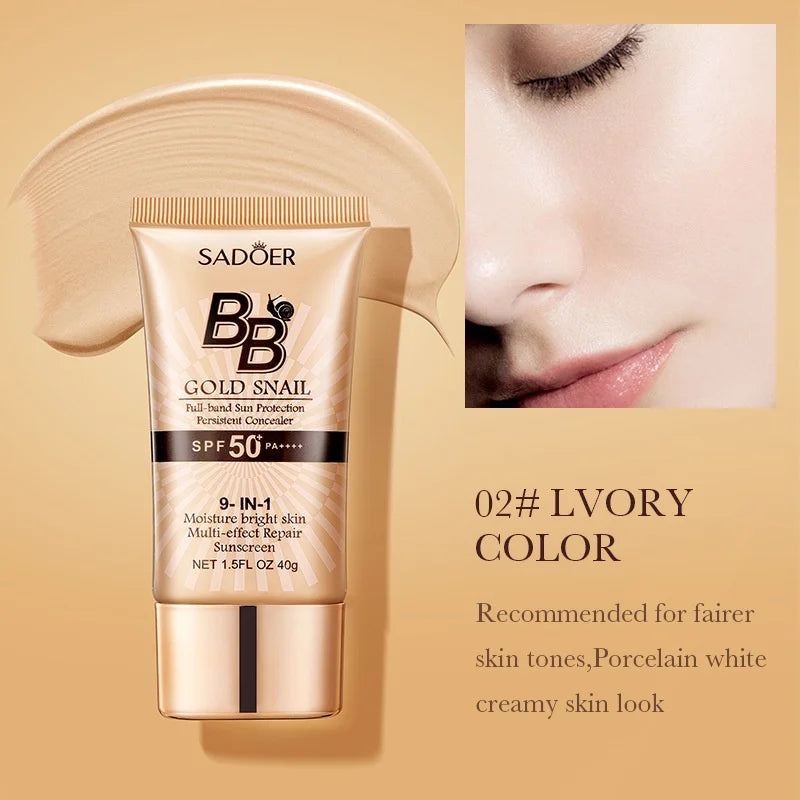 SADOER Gold Snail BB Cream SPF50+ Concealer & Moisturizer 40g