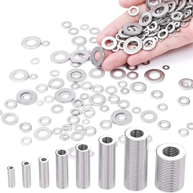 304 Stainless Steel Flat Washers Set – 180 or 360 Pcs