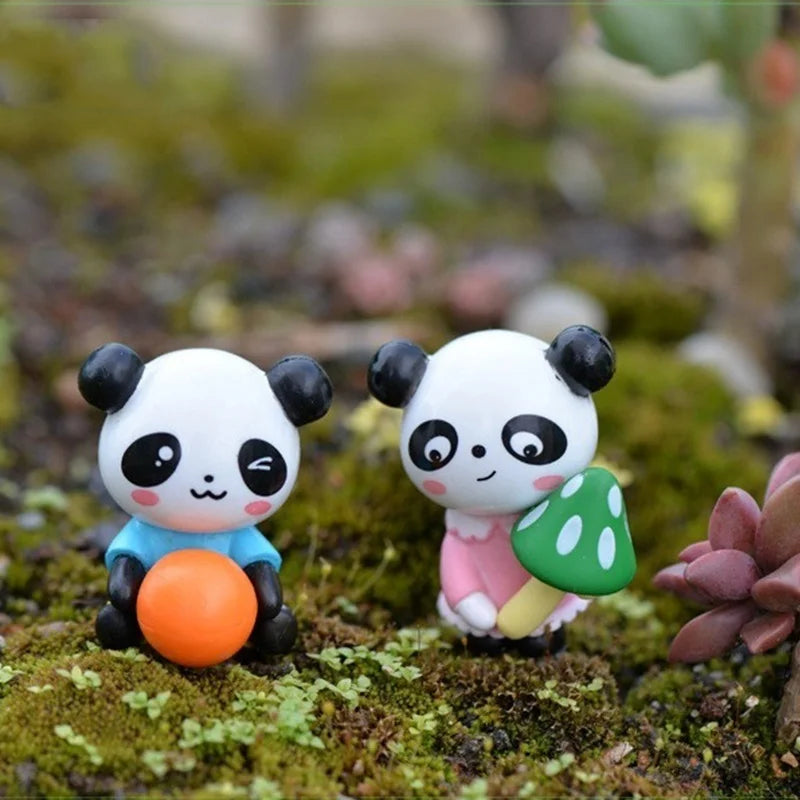 4-Pack Mini Panda Figurines – Fairy Garden & Terrarium Décor