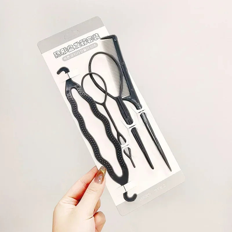 Hair Braiding & Styling Tools Set – Twist Bun, Clips & Hairpins