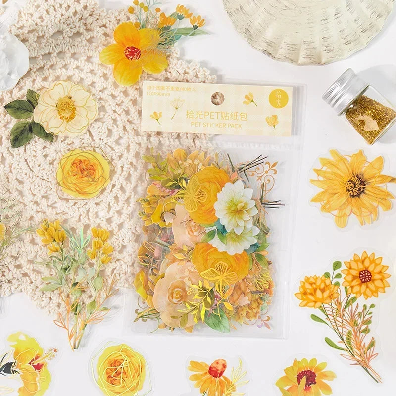 Bag Aesthetic Flower Stickers Fresh Plant Hand Account DIY Material