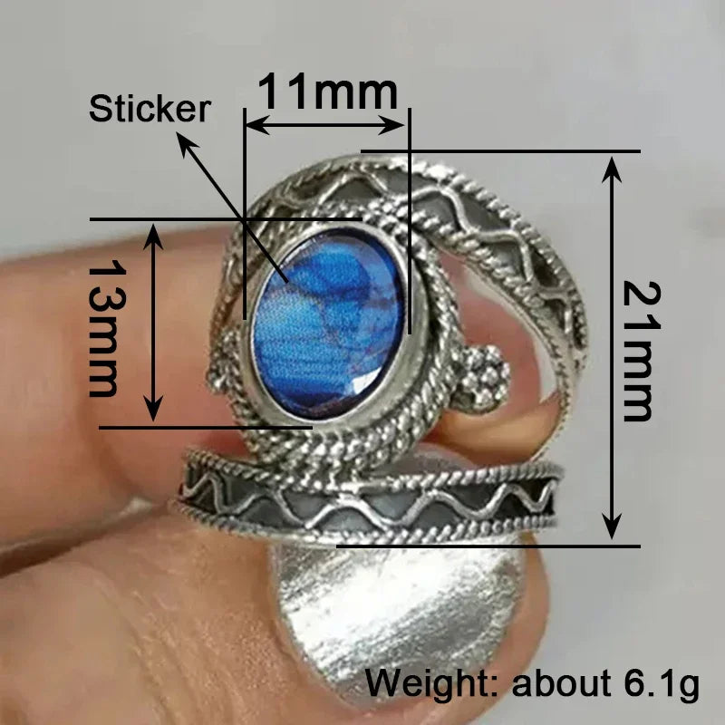 Huitan Blue Cubic Zirconia Hollow-Out Ring for Women
