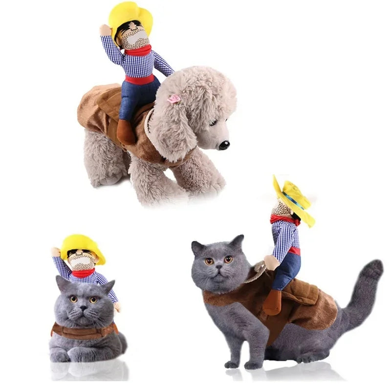 Dog Cowboy Costume with Hat – Halloween & Party Pet Outfit